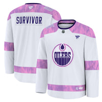 Edmonton Oilers White Hockey Fights Cancer Survivor Practice Jersey
