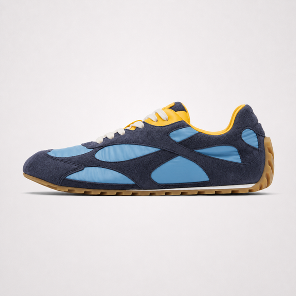 Bottega Veneta Orbit Flash Blue Yellow sneaker, side profile view