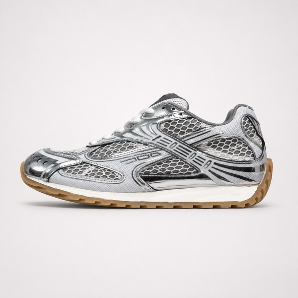 Bottega Veneta Orbit Silver sneaker, side profile view