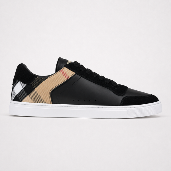 Burberry Vintage Check Black sneaker, angled three-quarter view