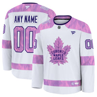 Toronto Maple Leafs White 2024 Hockey Fights Cancer Custom Practice Jersey