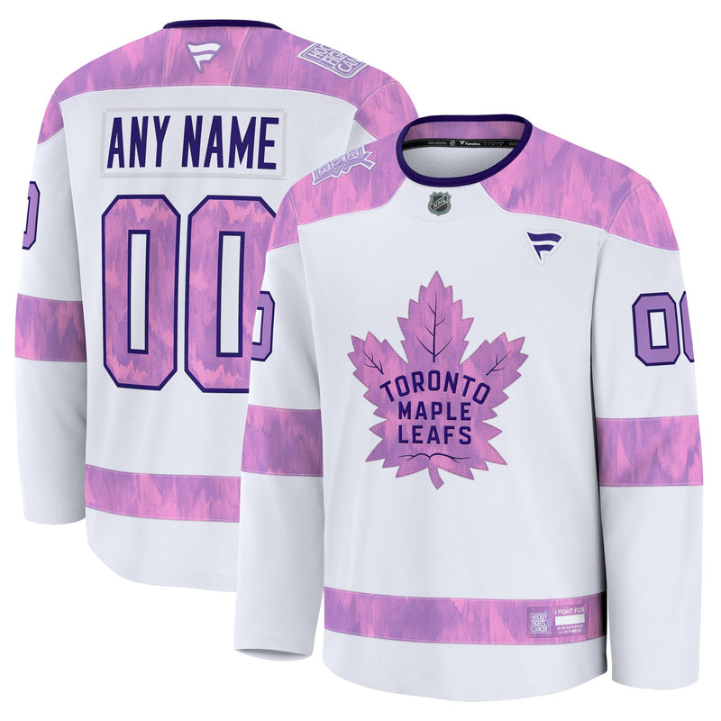 Toronto Maple Leafs White 2024 Hockey Fights Cancer Custom Practice Jersey