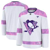 Pittsburgh Penguins White 2024 Hockey Fights Cancer Practice Jersey