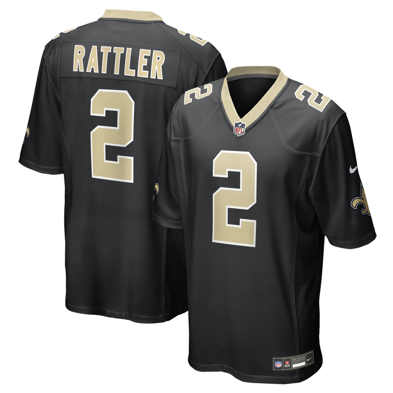 New Orleans Saints Spencer Rattler Black Team Game Jersey