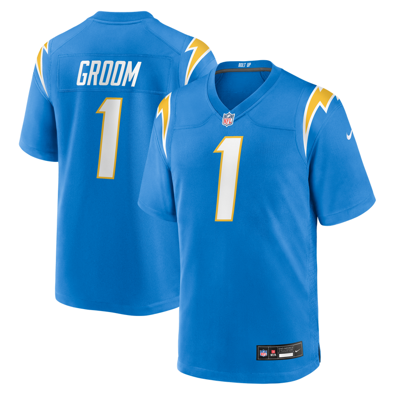 Los Angeles Chargers Number 1 Groom Powder Blue Game Jersey