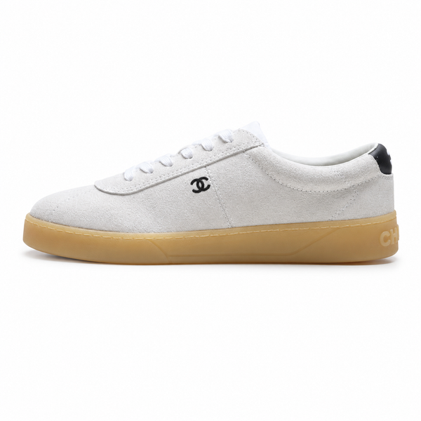 Chanel Sneakers Suede & Smooth Calfskin sneaker, angled three-quarter view