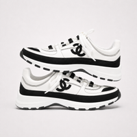 Chanel Thick-Sole Sneakers White Black - Women's