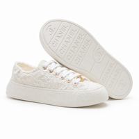 Chanel Low-Top Sneakers White Tweed - Women's
