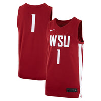 #1 Crimson Washington State Cougars Logo Replica Basketball Jersey