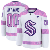 Seattle Kraken White 2024 Hockey Fights Cancer Custom Practice Jersey