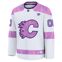Calgary Flames White 2024 Hockey Fights Cancer Custom Practice Jersey