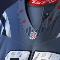 New England Patriots Hunter Henry Storm Blue 2025 Rivalries Collection Stitched Limited Jersey