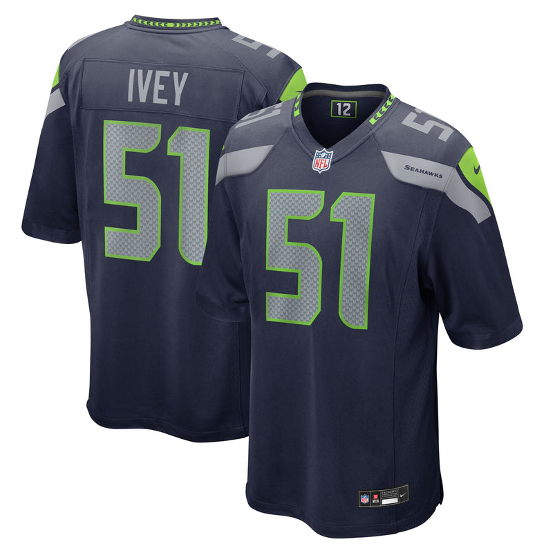 Seattle Seahawks Jared Ivey College Navy Team Game Jersey