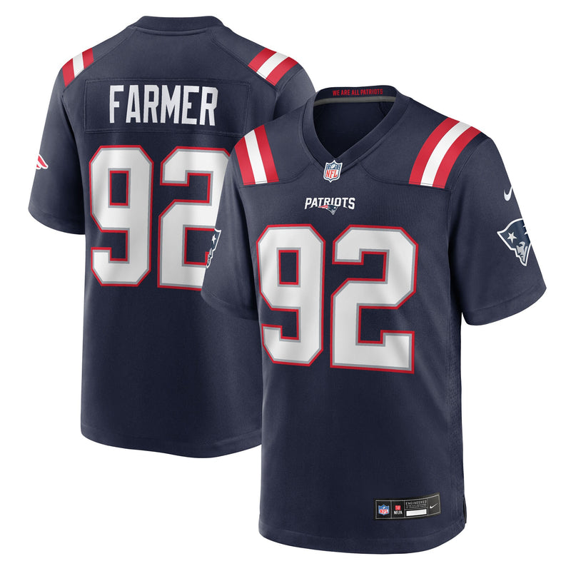 New England Patriots Joshua Farmer Navy Team Game Jersey