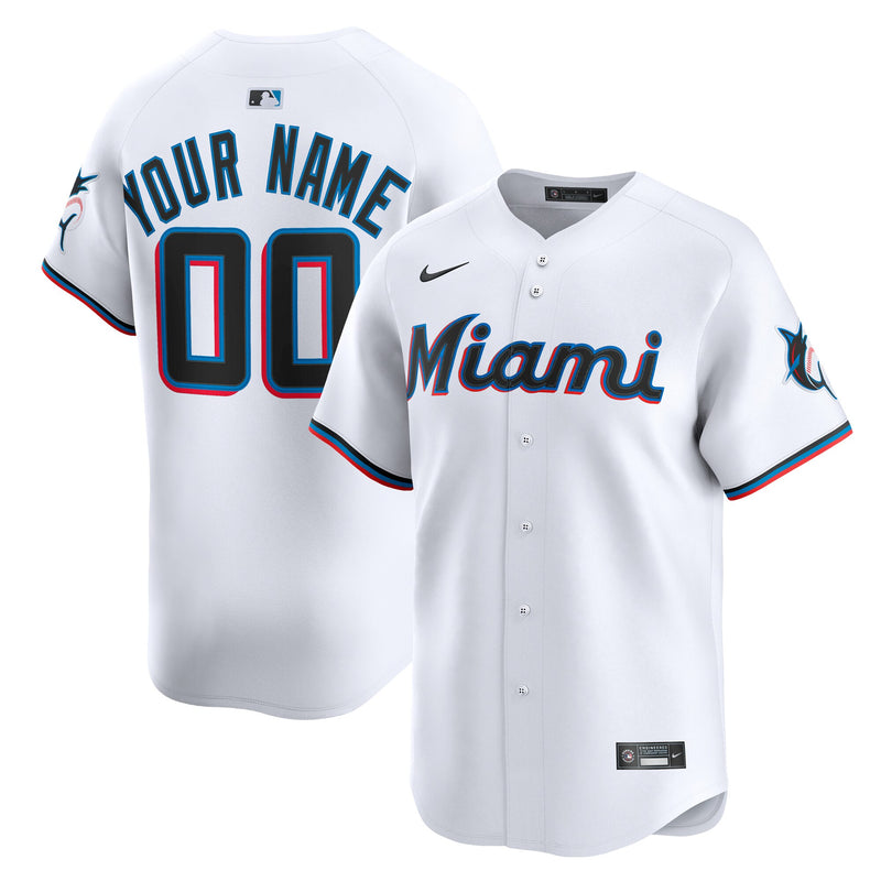 Miami Marlins White Home Limited Custom Jersey