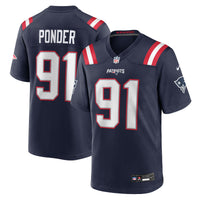 New England Patriots Elijah Ponder Navy Team Game Jersey