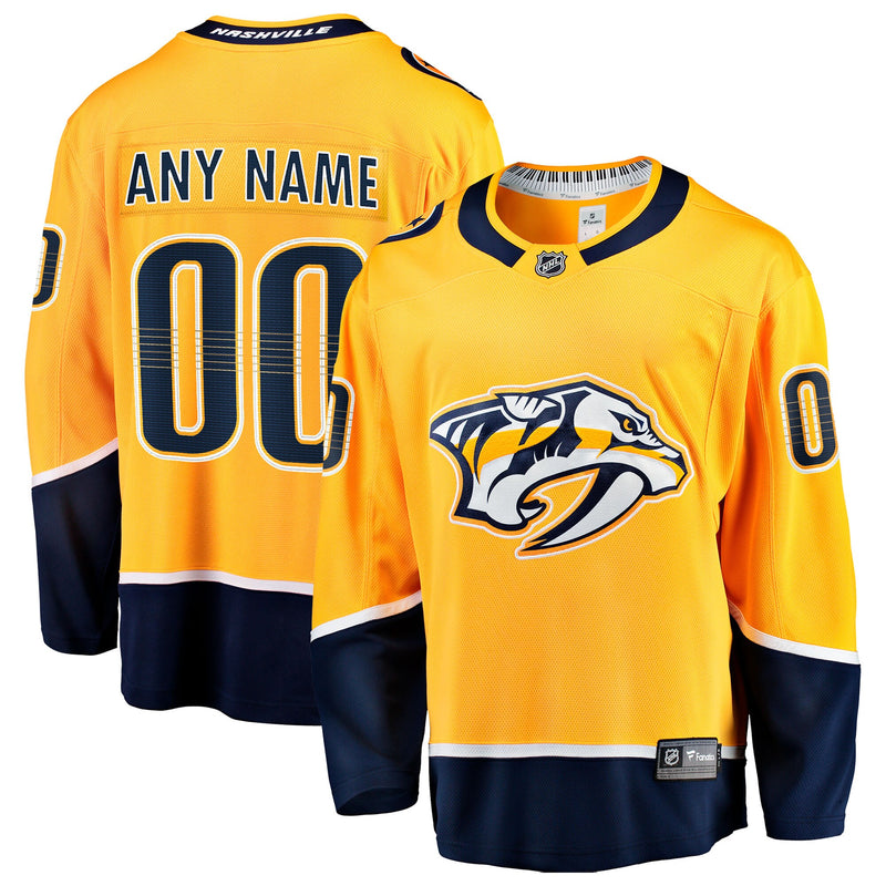 Nashville Predators Gold Home Breakaway Custom Jersey