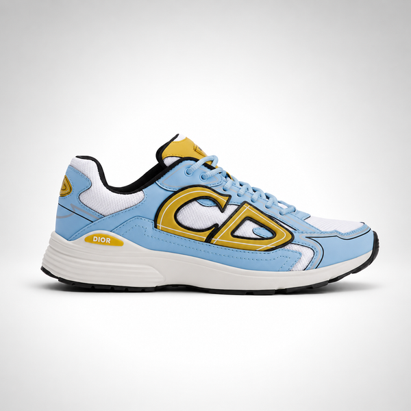 Dior B30 Countdown Blue Yellow sneaker, angled three-quarter view
