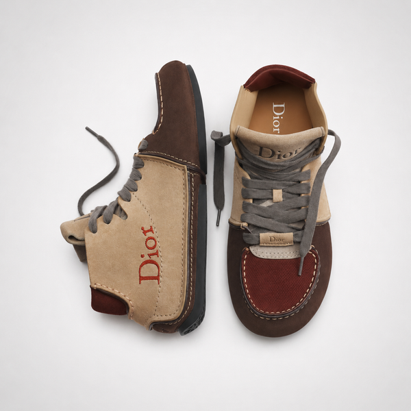 Dior Roadie Lace-Up Beige Brown boot, angled three-quarter view