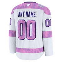 Calgary Flames White 2024 Hockey Fights Cancer Custom Practice Jersey