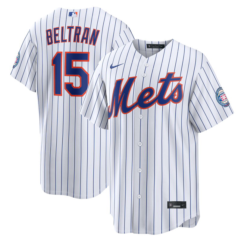 New York Mets Carlos Beltran White Home Replica 2026 Hall of Fame Patch Jersey