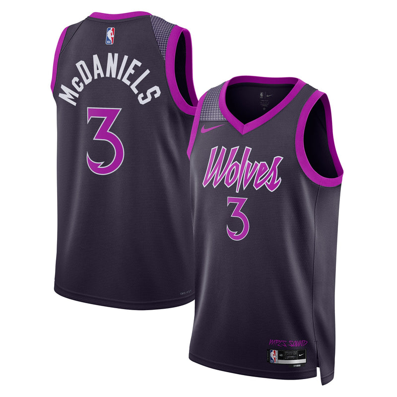 Minnesota Timberwolves 2025/26 City Edition Swingman Jersey - Black - Jaden McDaniels