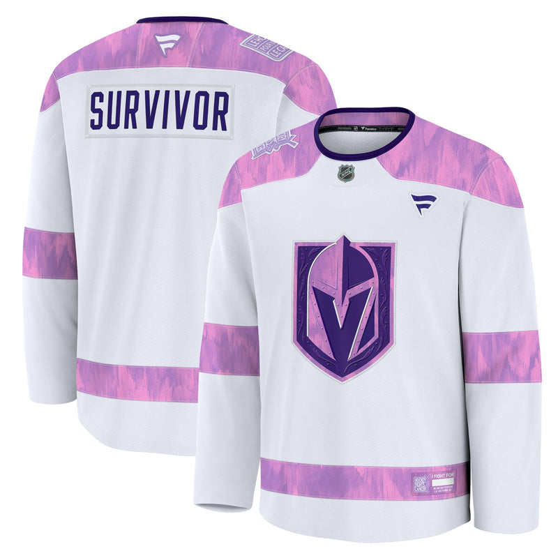 Vegas Golden Knights White Hockey Fights Cancer Survivor Practice Jersey
