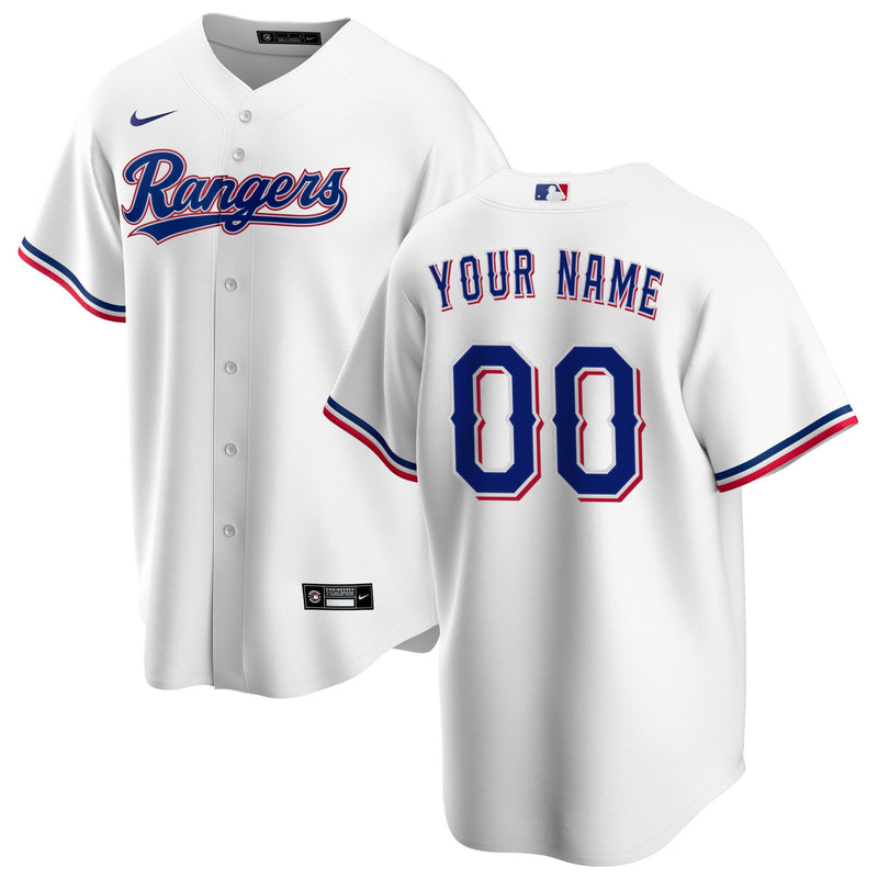 Texas Rangers White Home Replica Custom Jersey