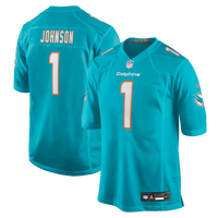 Miami Dolphins Chris Johnson Aqua 2026 NFL Draft First Round Pick No. 27 Team Game Jersey