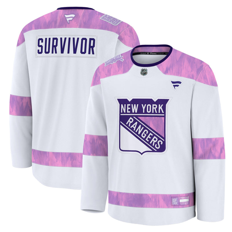 New York Rangers White Hockey Fights Cancer Survivor Practice Jersey