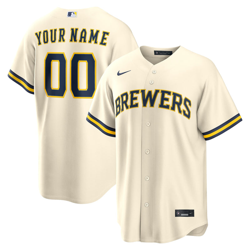 Milwaukee Brewers Cream Home Replica Custom Jersey