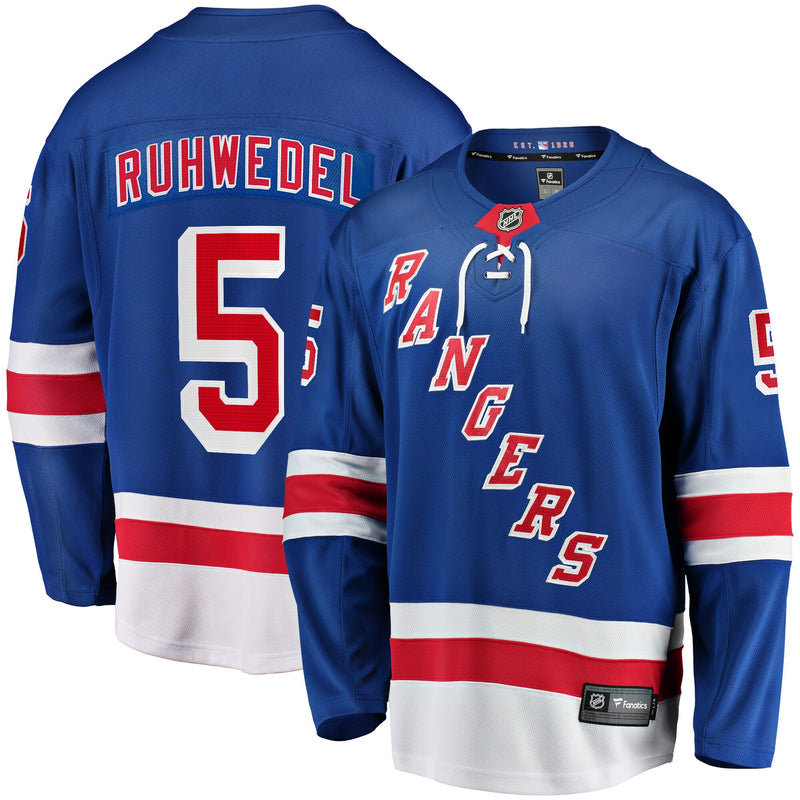 New York Rangers Chad Ruhwedel Blue Home Premier Breakaway Player Jersey