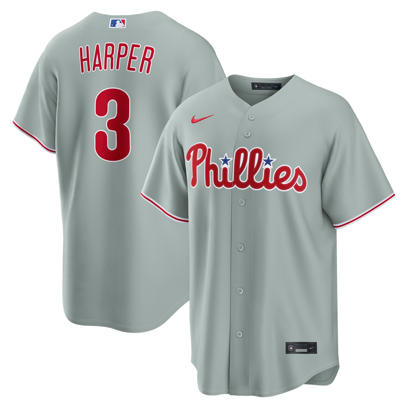 Philadelphia Phillies Bryce Harper Gray Road Replica Jersey