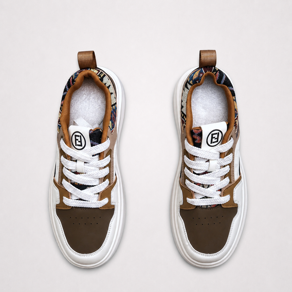 Fendi Sneakers Brown White sneaker, angled three-quarter view