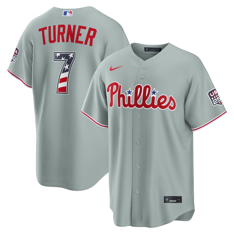 Fourth of July Philadelphia Phillies Trea Turner Gray USA 250 Stadium Jersey