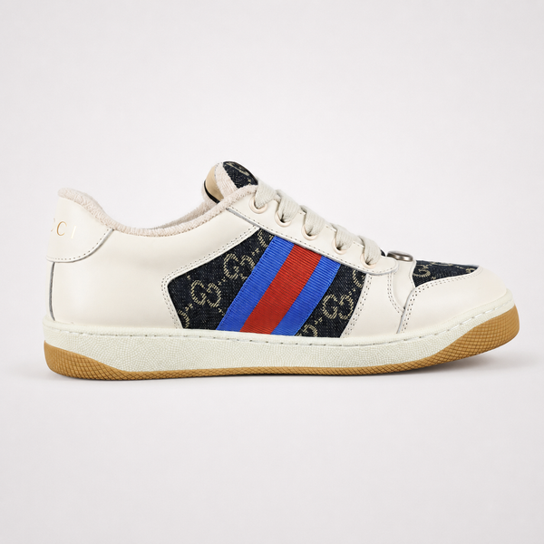 Gucci GG Screener White sneaker, angled three-quarter view