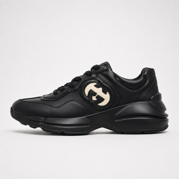 Gucci Rhyton Interlocking G Black sneaker, side profile view
