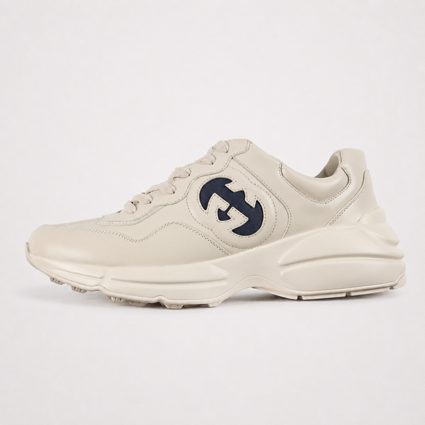 Gucci Rhyton Interlocking G Ivory Blue sneaker, side profile view