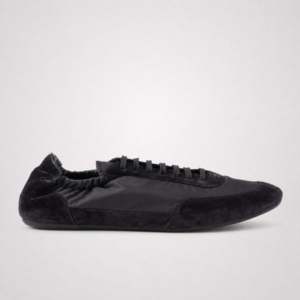 Prada Collapse Black sneaker, angled three-quarter view