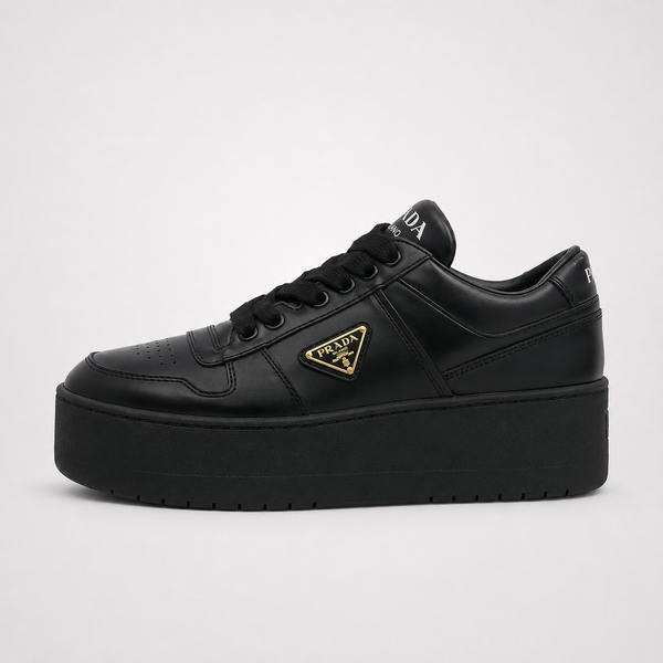 Prada Downtown Black sneaker, side profile view