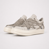 Rick Owens Hollywood Megalace Low Sneakers Pearl Grey Suede - Unisex