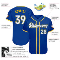 Custom Royal White-Gold Authentic Baseball Jersey