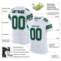 Custom White Grass Green-Black Mesh Authentic Football Jersey