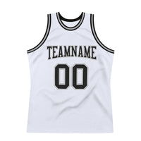 Custom White Black-Gray Authentic Throwback Basketball Jersey