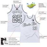 Custom White White-Black Authentic Throwback Basketball Jersey